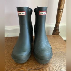 Hunter Platform Chunky Heel Rain Boots Green Womens 8